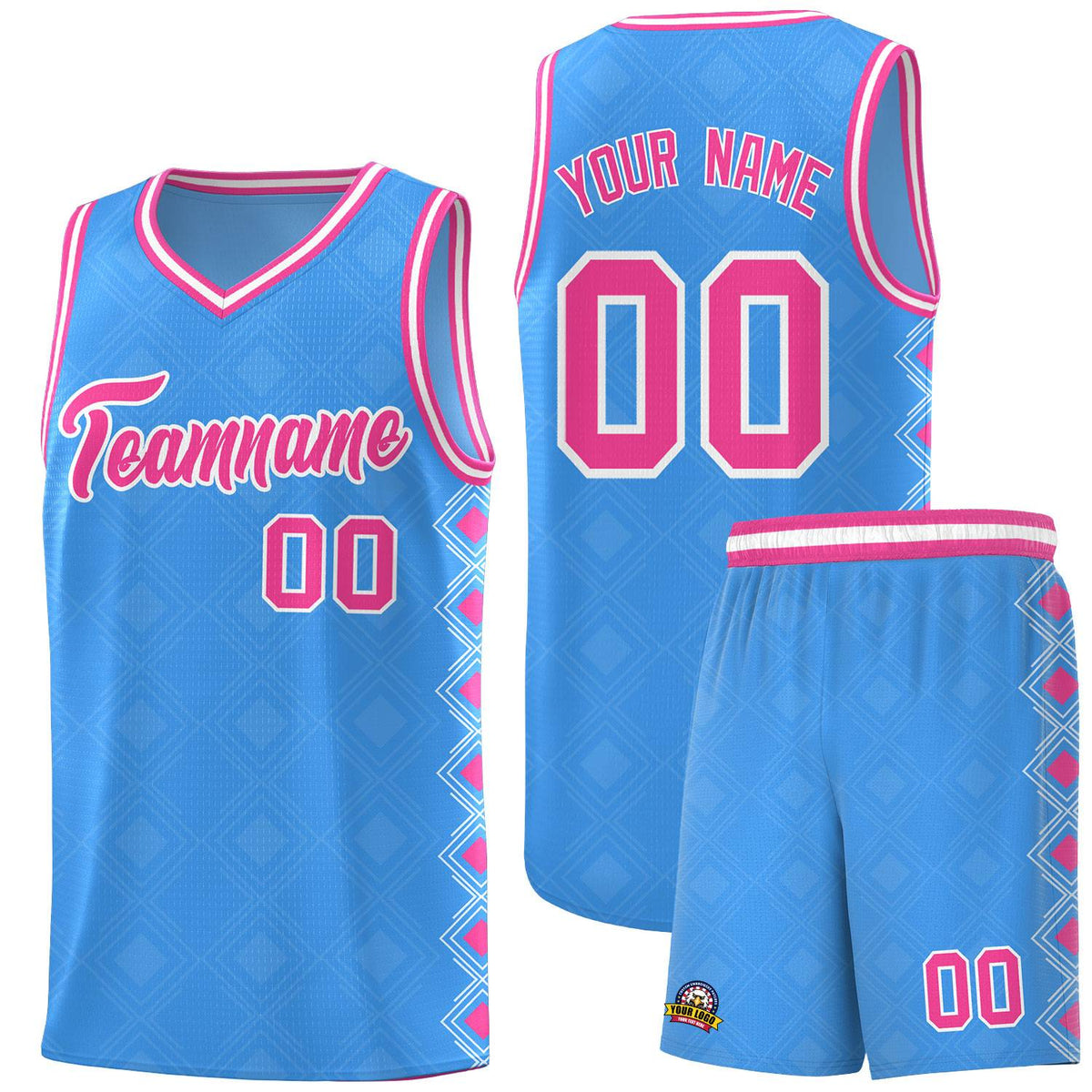 Custom Light Blue Side Blocks Sports Uniform Basketball Jersey|KXKSHOP