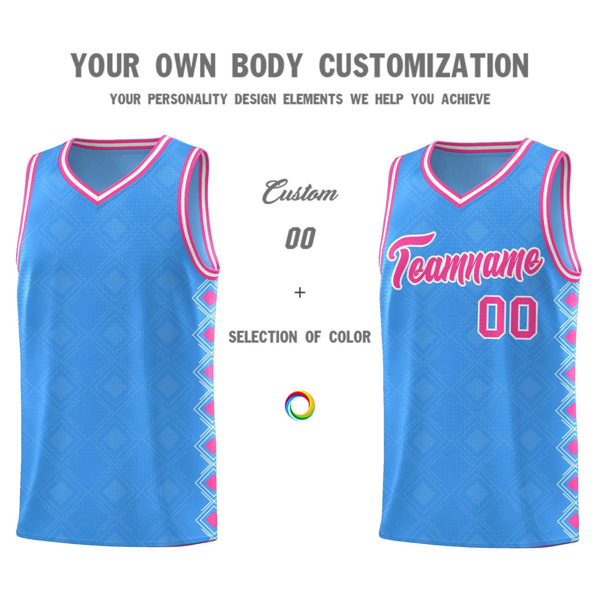 Custom Light Blue Side Blocks Sports Uniform Basketball Jersey|KXKSHOP