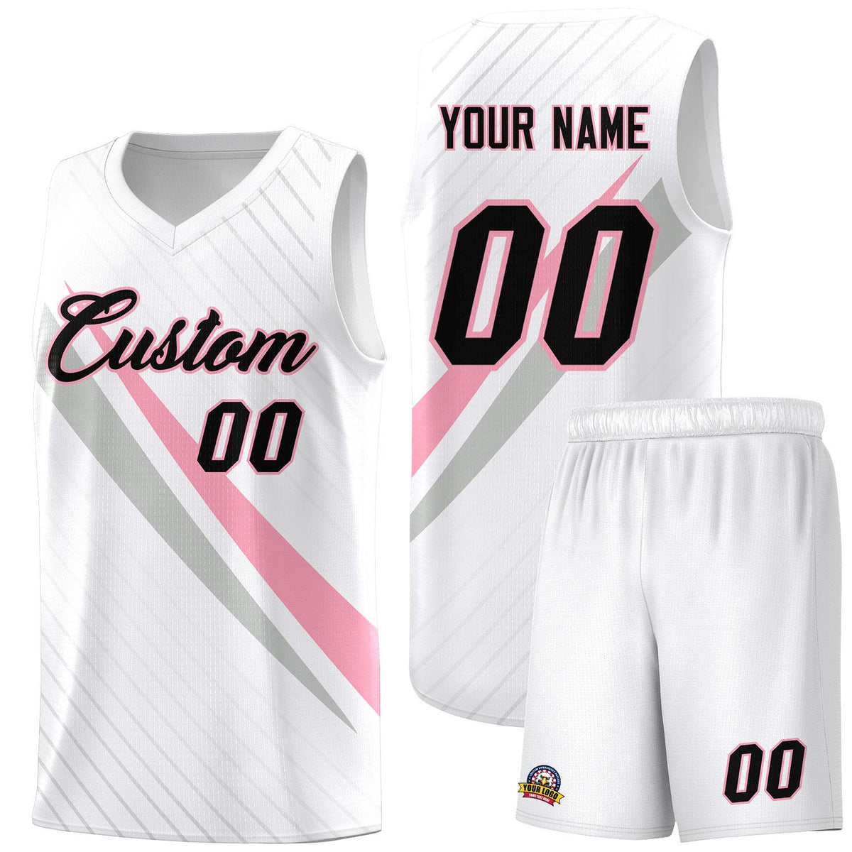 Custom White Diagonal Pinstripe Pattern Color Block Sports Uniform Basketball Jersey|KXKSHOP