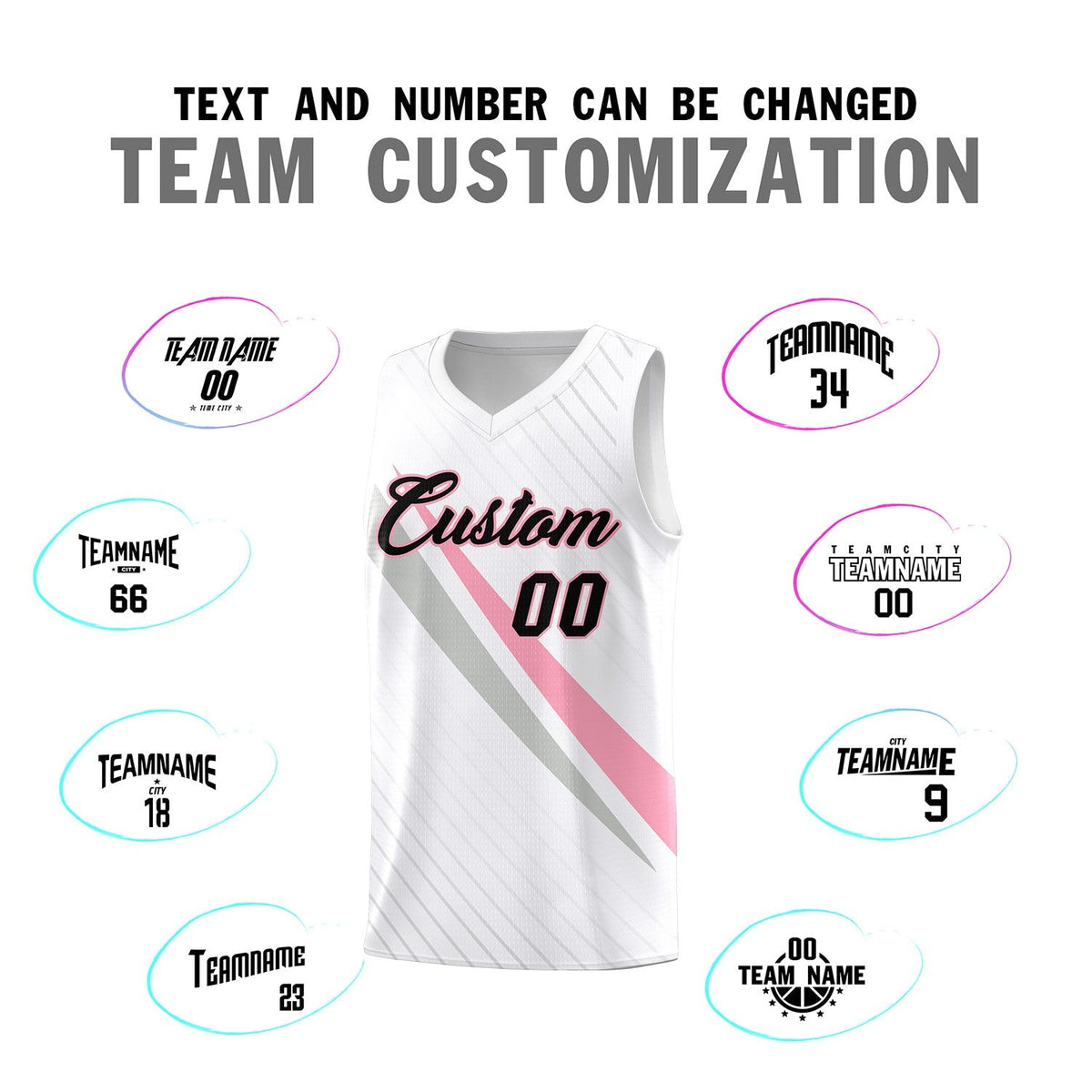 Custom White Diagonal Pinstripe Pattern Color Block Sports Uniform Basketball Jersey|KXKSHOP