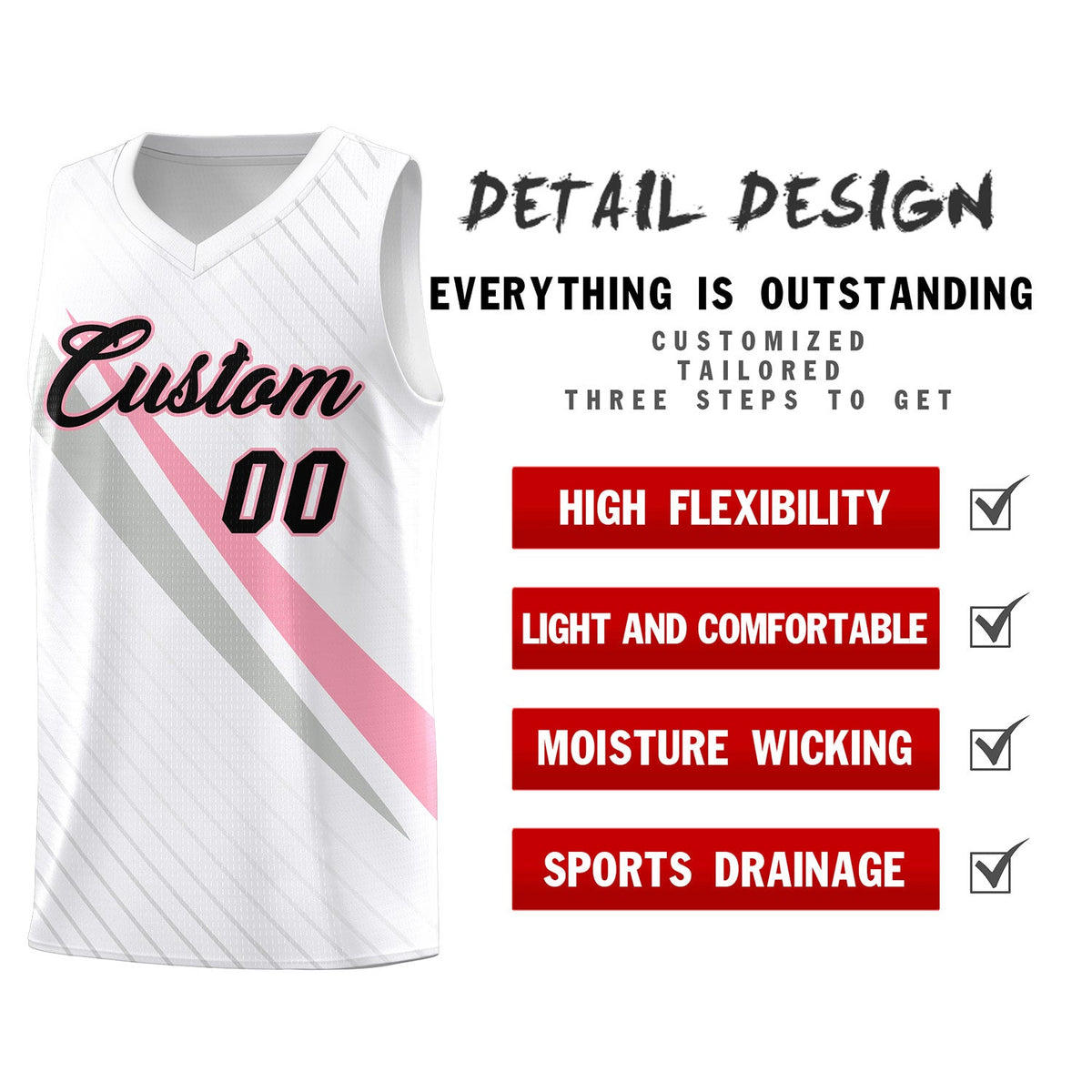 Custom White Diagonal Pinstripe Pattern Color Block Sports Uniform Basketball Jersey|KXKSHOP