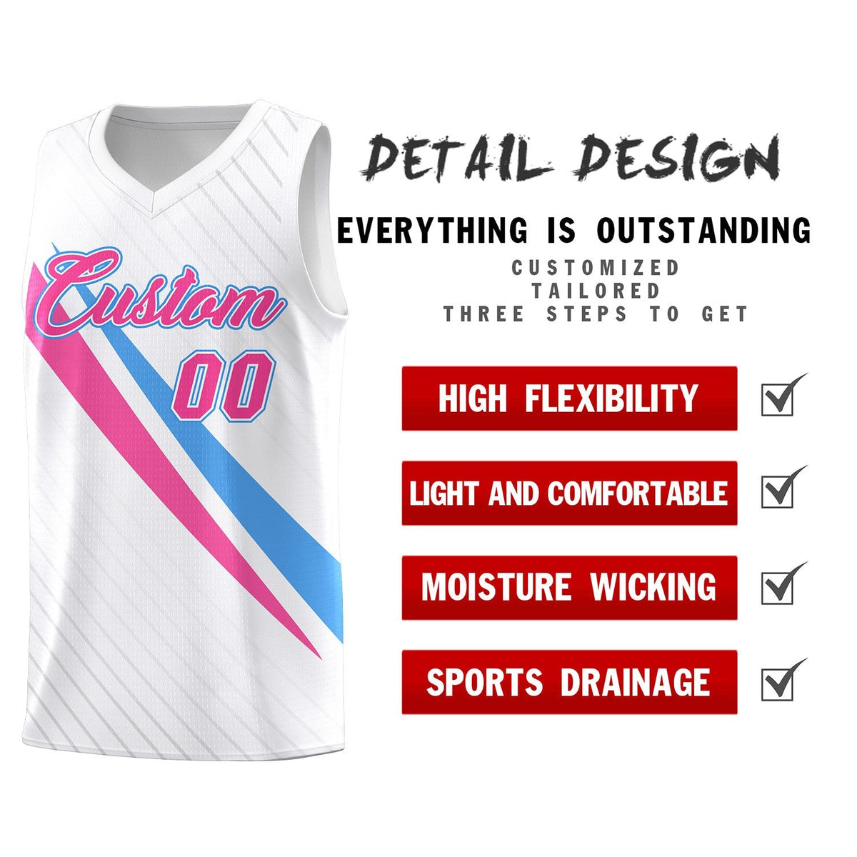 Custom White Diagonal Pinstripe Pattern Color Block Sports Uniform Basketball Jersey|KXKSHOP