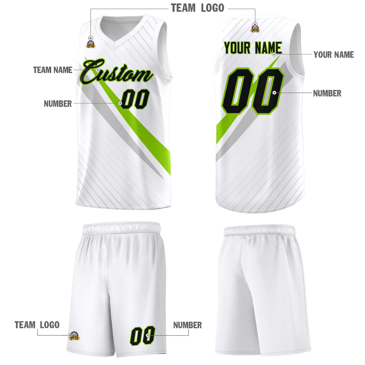 Custom White Diagonal Pinstripe Pattern Color Block Sports Uniform Basketball Jersey|KXKSHOP