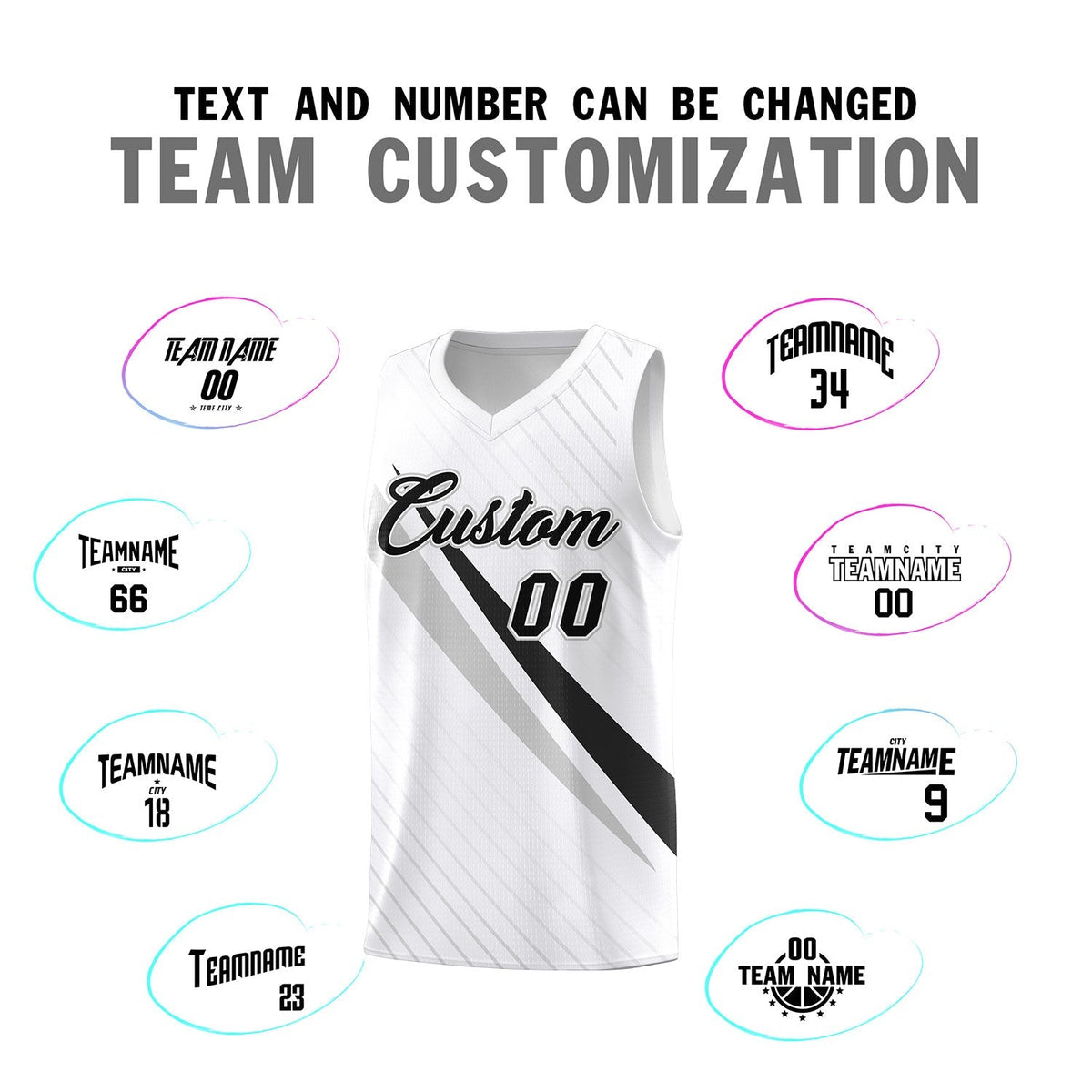 Custom White Diagonal Pinstripe Pattern Color Block Sports Uniform Basketball Jersey|KXKSHOP