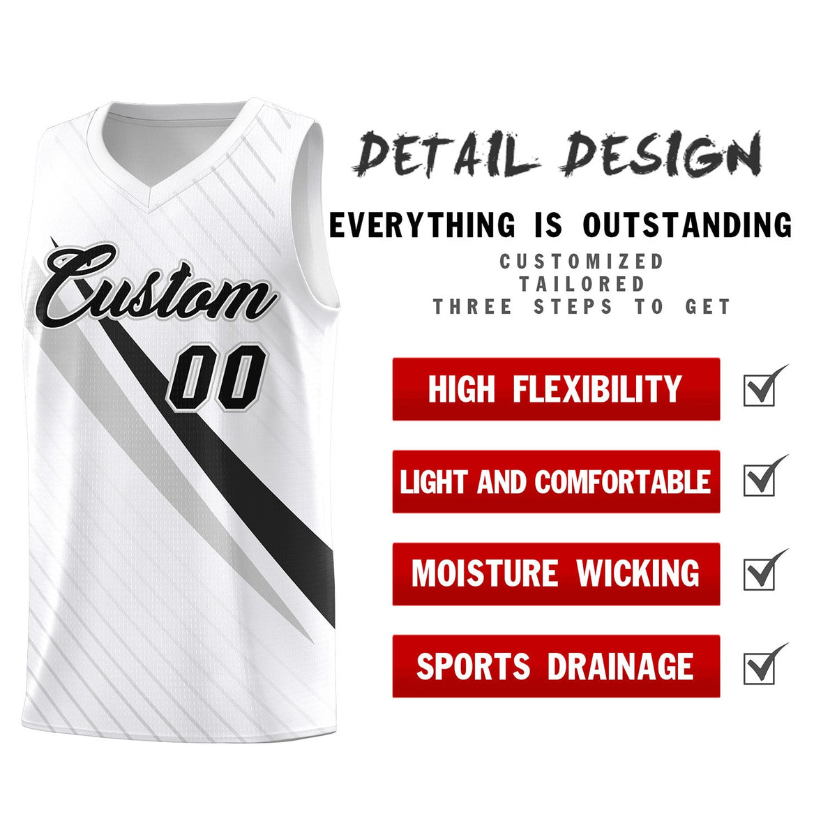 Custom White Diagonal Pinstripe Pattern Color Block Sports Uniform Basketball Jersey|KXKSHOP
