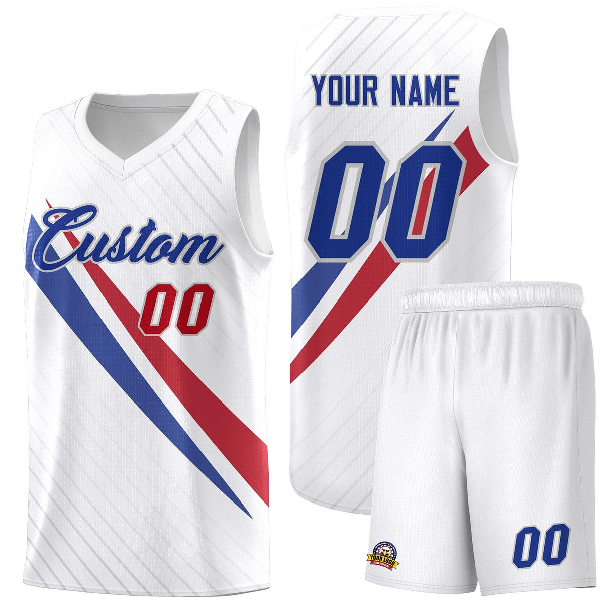 Custom White Diagonal Pinstripe Pattern Color Block Sports Uniform Basketball Jersey|KXKSHOP