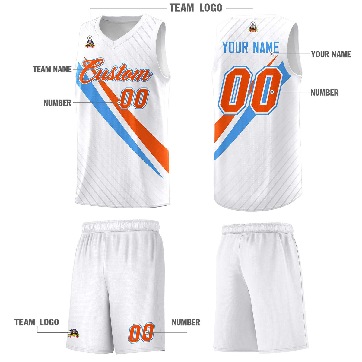 Custom White Diagonal Pinstripe Pattern Color Block Sports Uniform Basketball Jersey|KXKSHOP