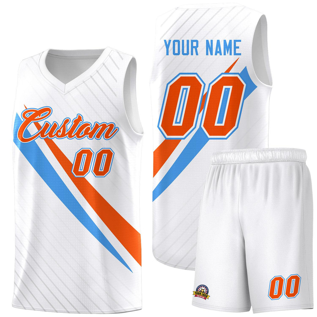 Custom White Diagonal Pinstripe Pattern Color Block Sports Uniform Basketball Jersey|KXKSHOP