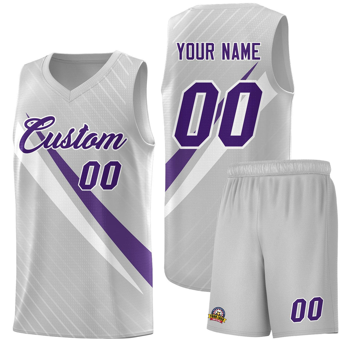 Custom Gray Diagonal Pinstripe Pattern Color Block Sports Uniform Basketball Jersey|KXKSHOP