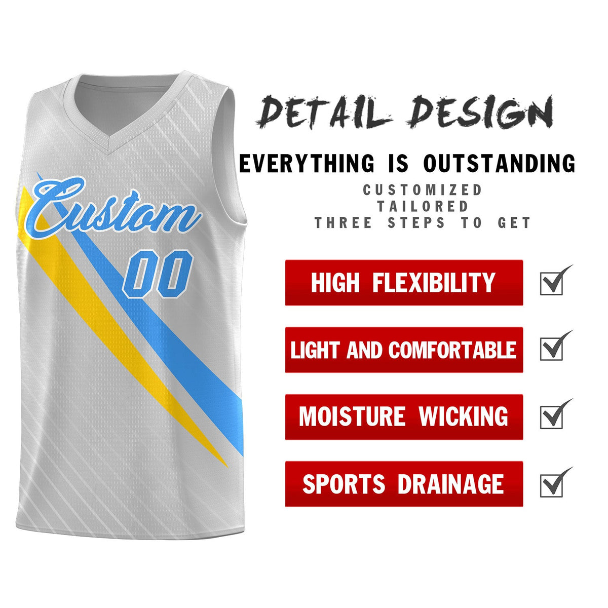 Custom Gray Diagonal Pinstripe Pattern Color Block Sports Uniform Basketball Jersey|KXKSHOP