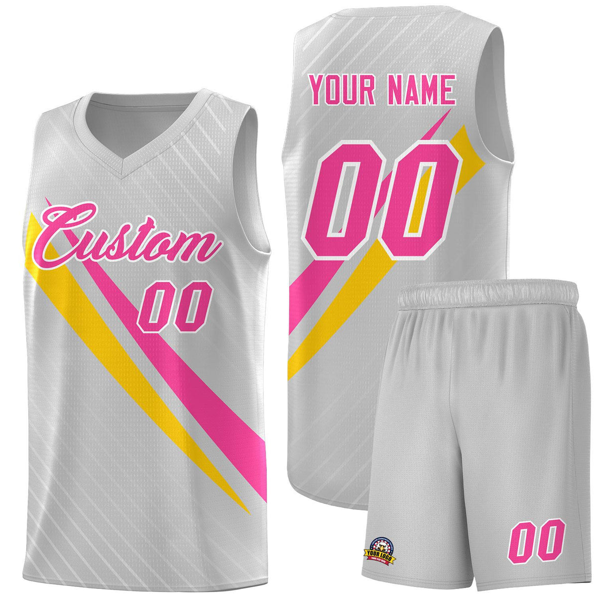 Custom Gray Diagonal Pinstripe Pattern Color Block Sports Uniform Basketball Jersey|KXKSHOP