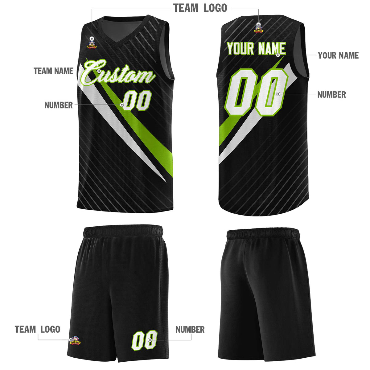 Custom Black Diagonal Pinstripe Pattern Color Block Sports Uniform Basketball Jersey|KXKSHOP