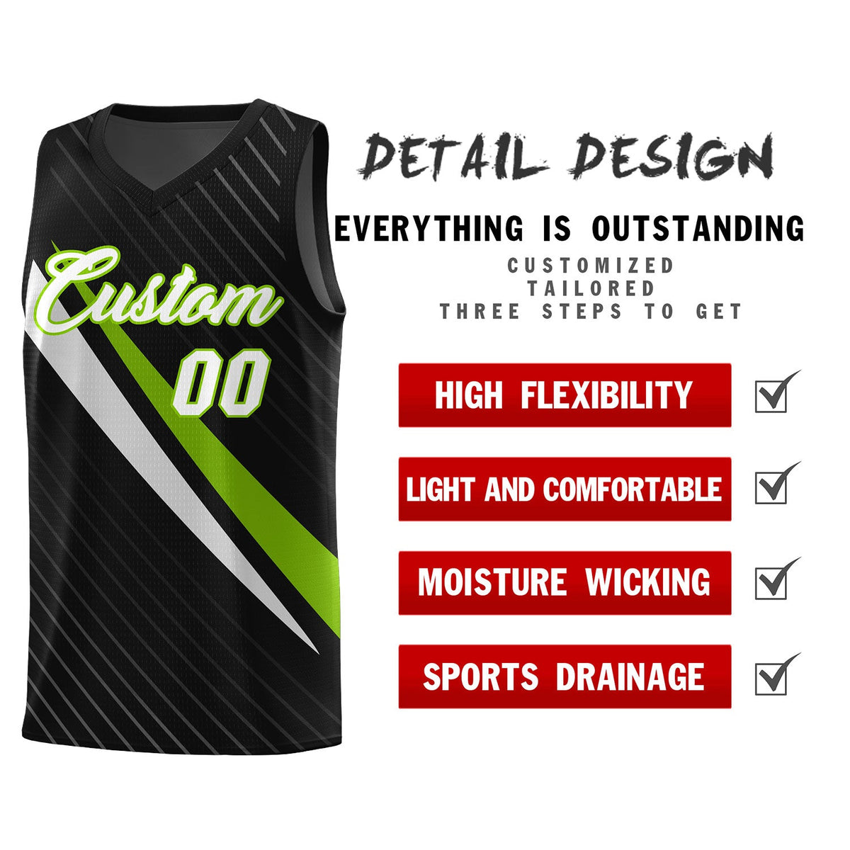 Custom Black Diagonal Pinstripe Pattern Color Block Sports Uniform Basketball Jersey|KXKSHOP