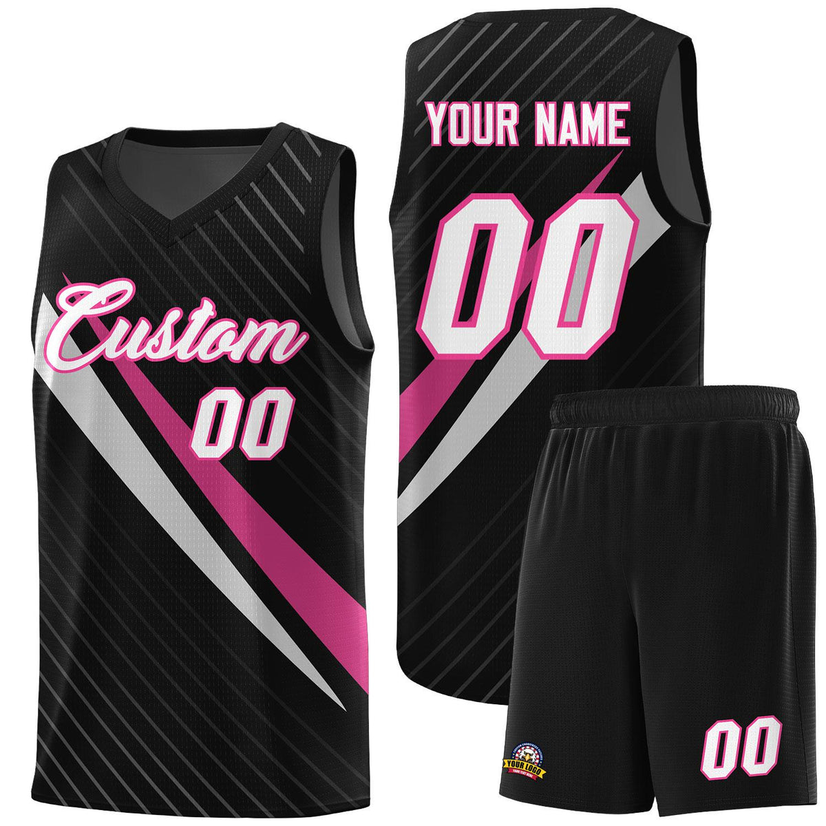 Custom Black Diagonal Pinstripe Pattern Color Block Sports Uniform Basketball Jersey|KXKSHOP