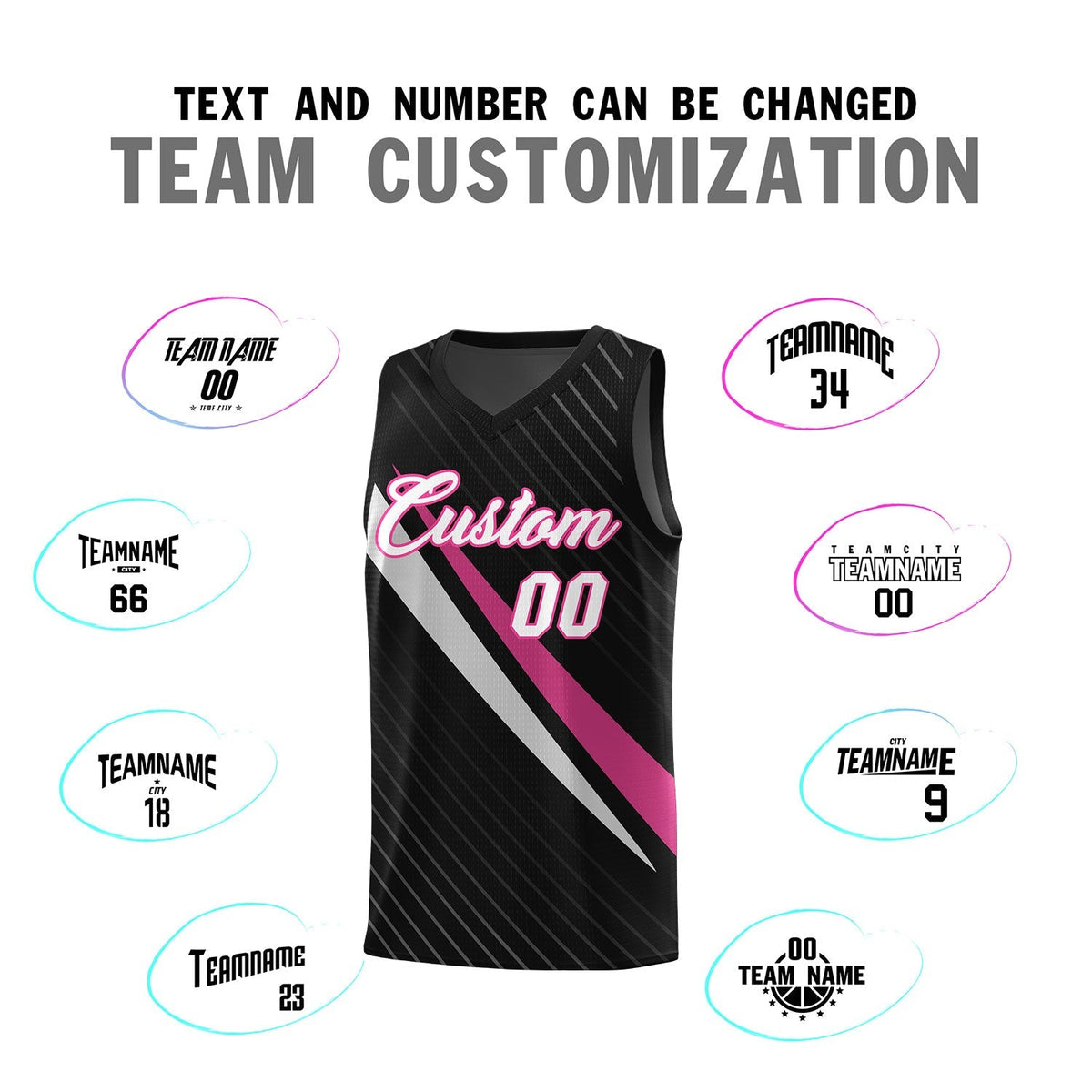 Custom Black Diagonal Pinstripe Pattern Color Block Sports Uniform Basketball Jersey|KXKSHOP