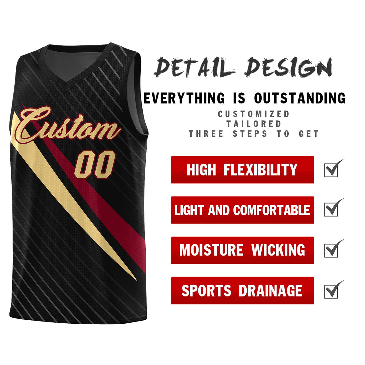 Custom Black Diagonal Pinstripe Pattern Color Block Sports Uniform Basketball Jersey|KXKSHOP