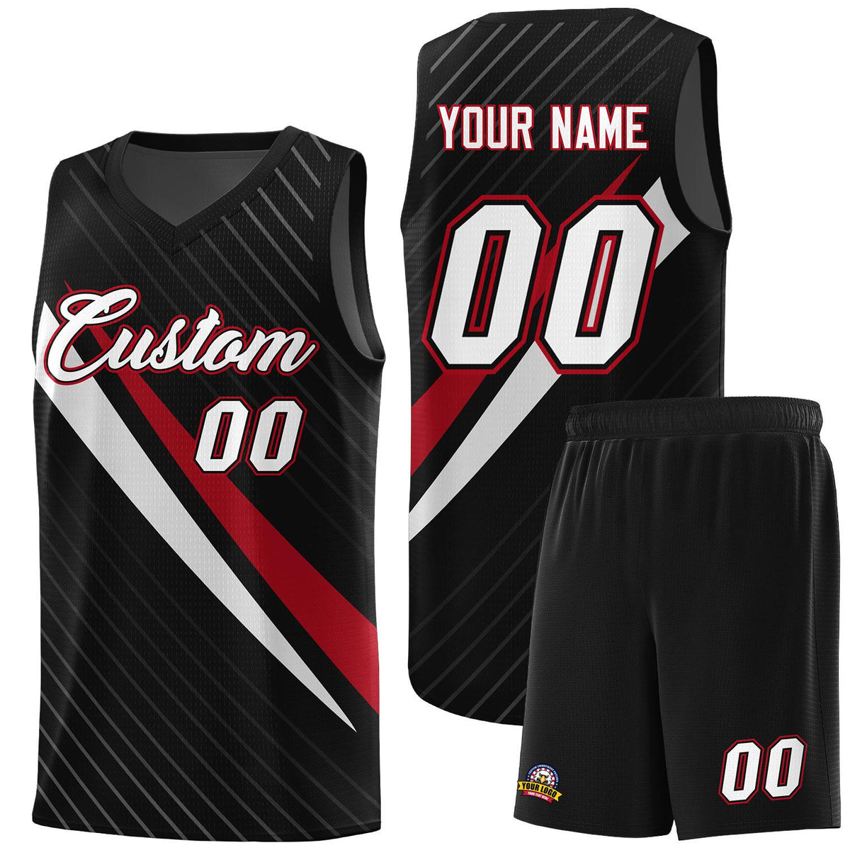 Custom Black Diagonal Pinstripe Pattern Color Block Sports Uniform Basketball Jersey|KXKSHOP