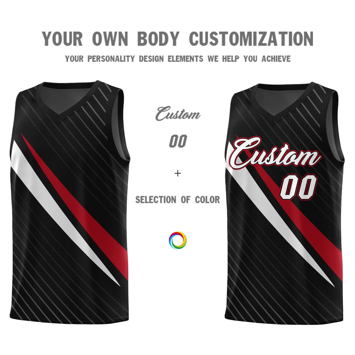 Custom Black Diagonal Pinstripe Pattern Color Block Sports Uniform Basketball Jersey|KXKSHOP
