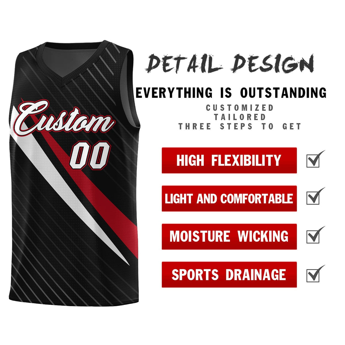 Custom Black Diagonal Pinstripe Pattern Color Block Sports Uniform Basketball Jersey|KXKSHOP