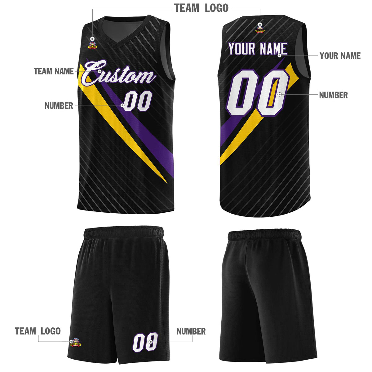 Custom Black Diagonal Pinstripe Pattern Color Block Sports Uniform Basketball Jersey|KXKSHOP