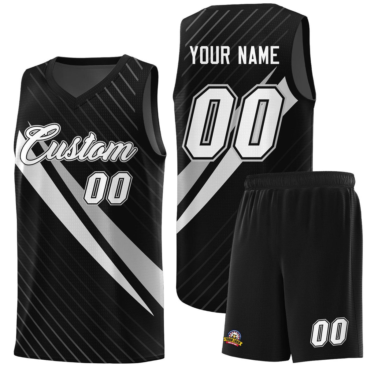 Custom Black Diagonal Pinstripe Pattern Color Block Sports Uniform Basketball Jersey|KXKSHOP