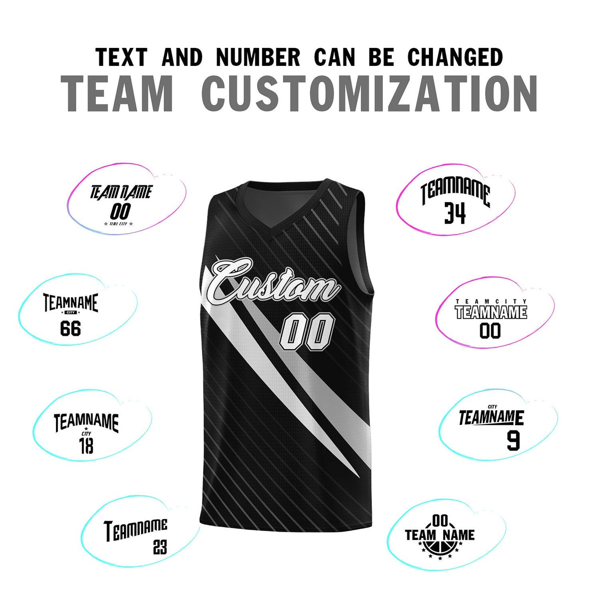 Custom Black Diagonal Pinstripe Pattern Color Block Sports Uniform Basketball Jersey|KXKSHOP