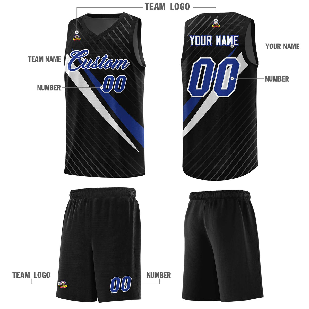 Custom Black Diagonal Pinstripe Pattern Color Block Sports Uniform Basketball Jersey|KXKSHOP