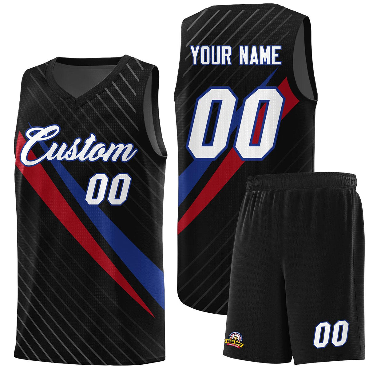 Custom Black Diagonal Pinstripe Pattern Color Block Sports Uniform Basketball Jersey|KXKSHOP