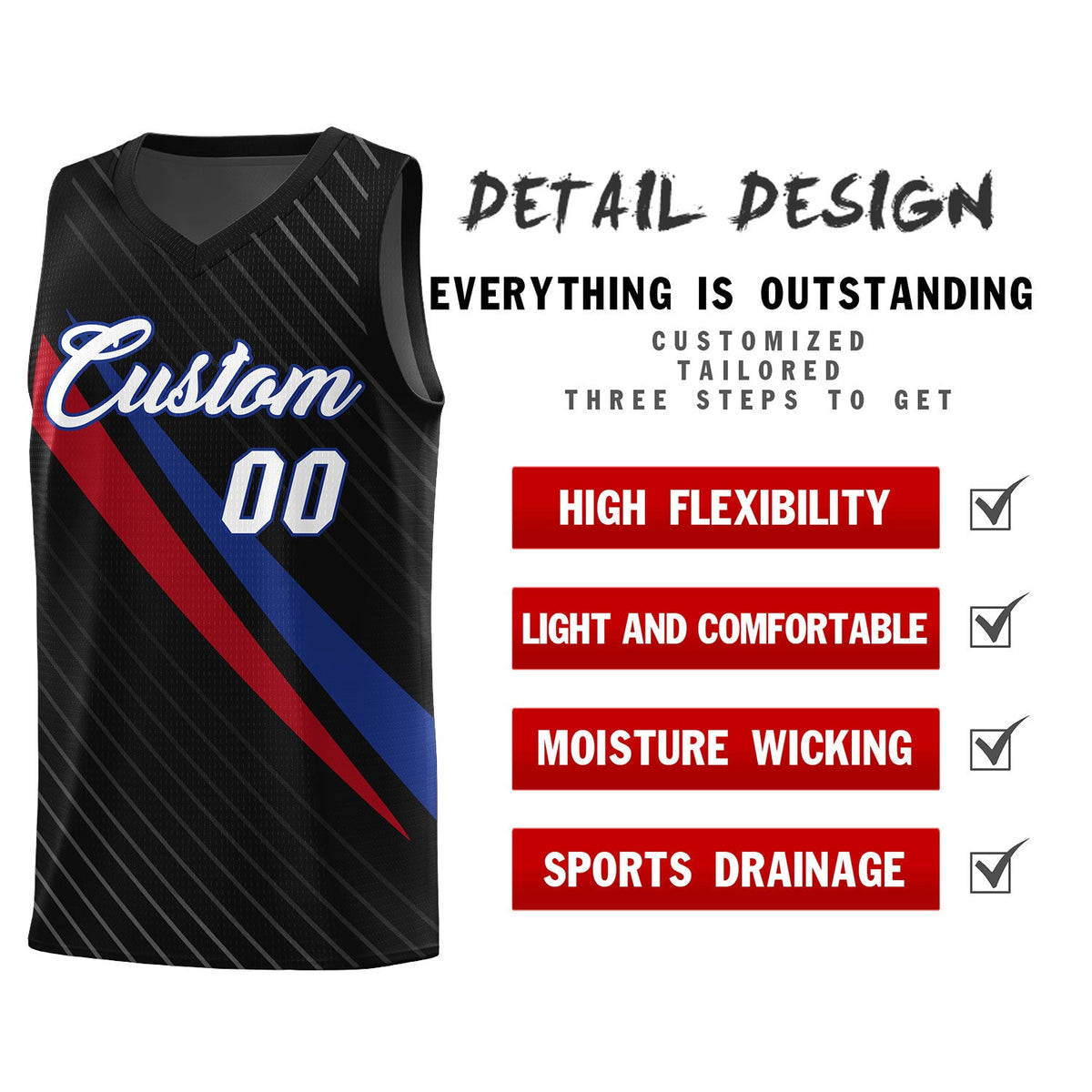 Custom Black Diagonal Pinstripe Pattern Color Block Sports Uniform Basketball Jersey|KXKSHOP