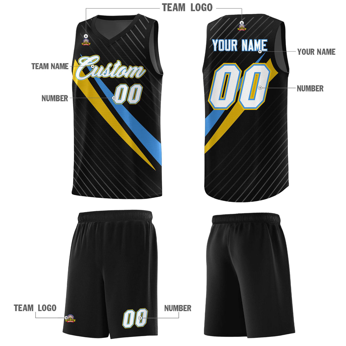 Custom Black Diagonal Pinstripe Pattern Color Block Sports Uniform Basketball Jersey|KXKSHOP