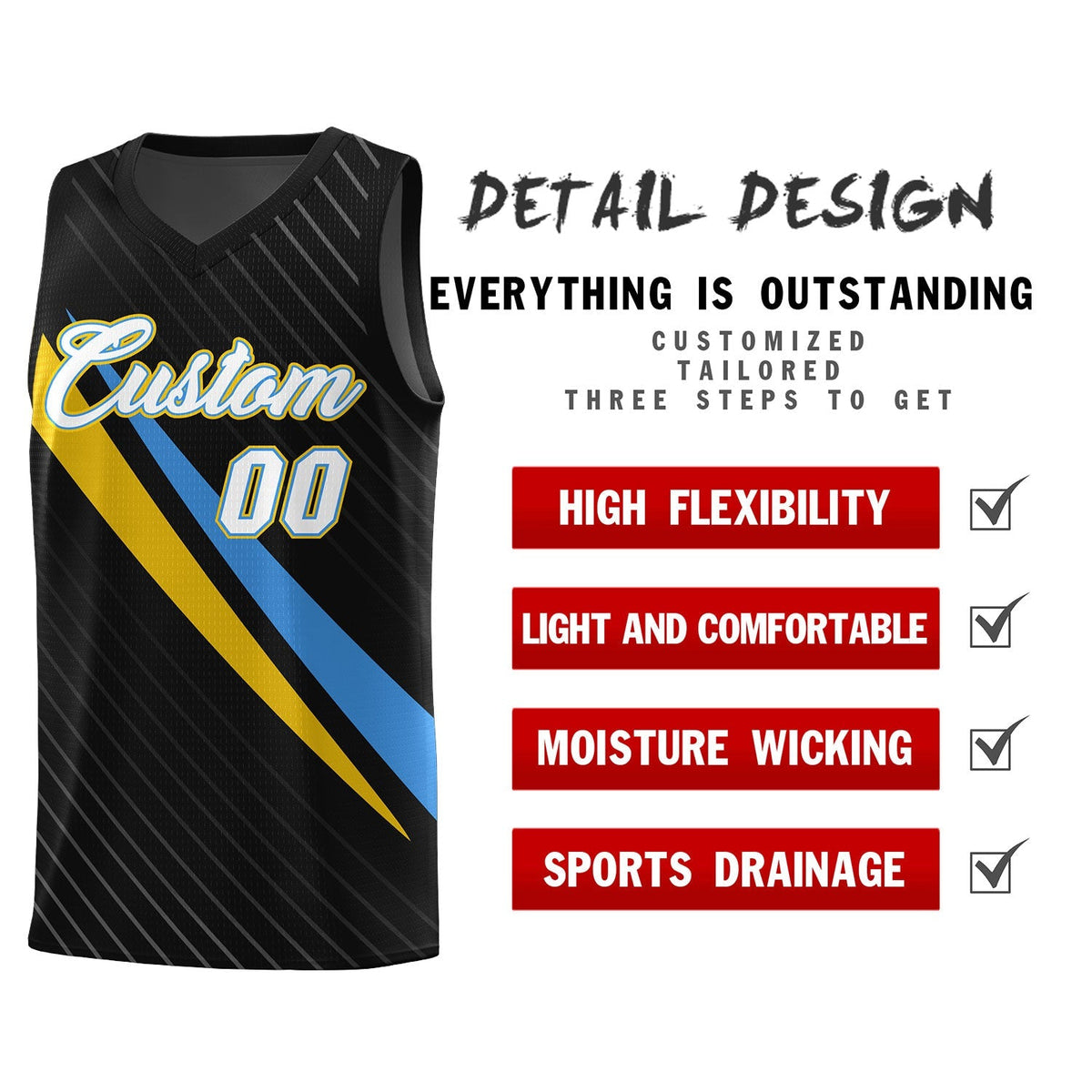 Custom Black Diagonal Pinstripe Pattern Color Block Sports Uniform Basketball Jersey|KXKSHOP