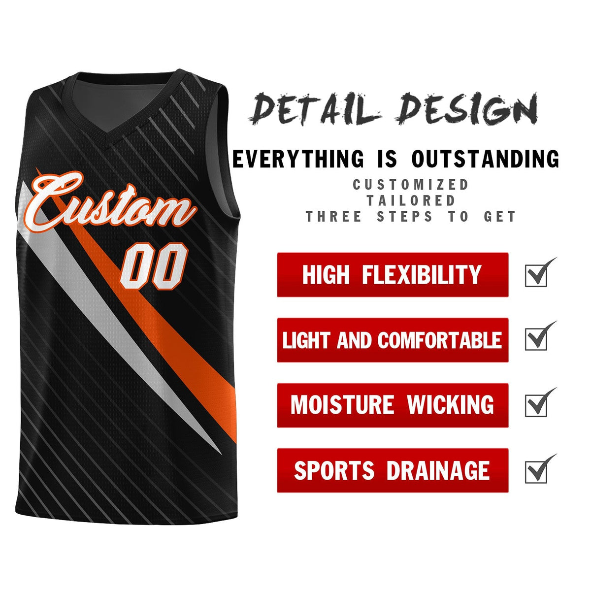 Custom Black Diagonal Pinstripe Pattern Color Block Sports Uniform Basketball Jersey|KXKSHOP
