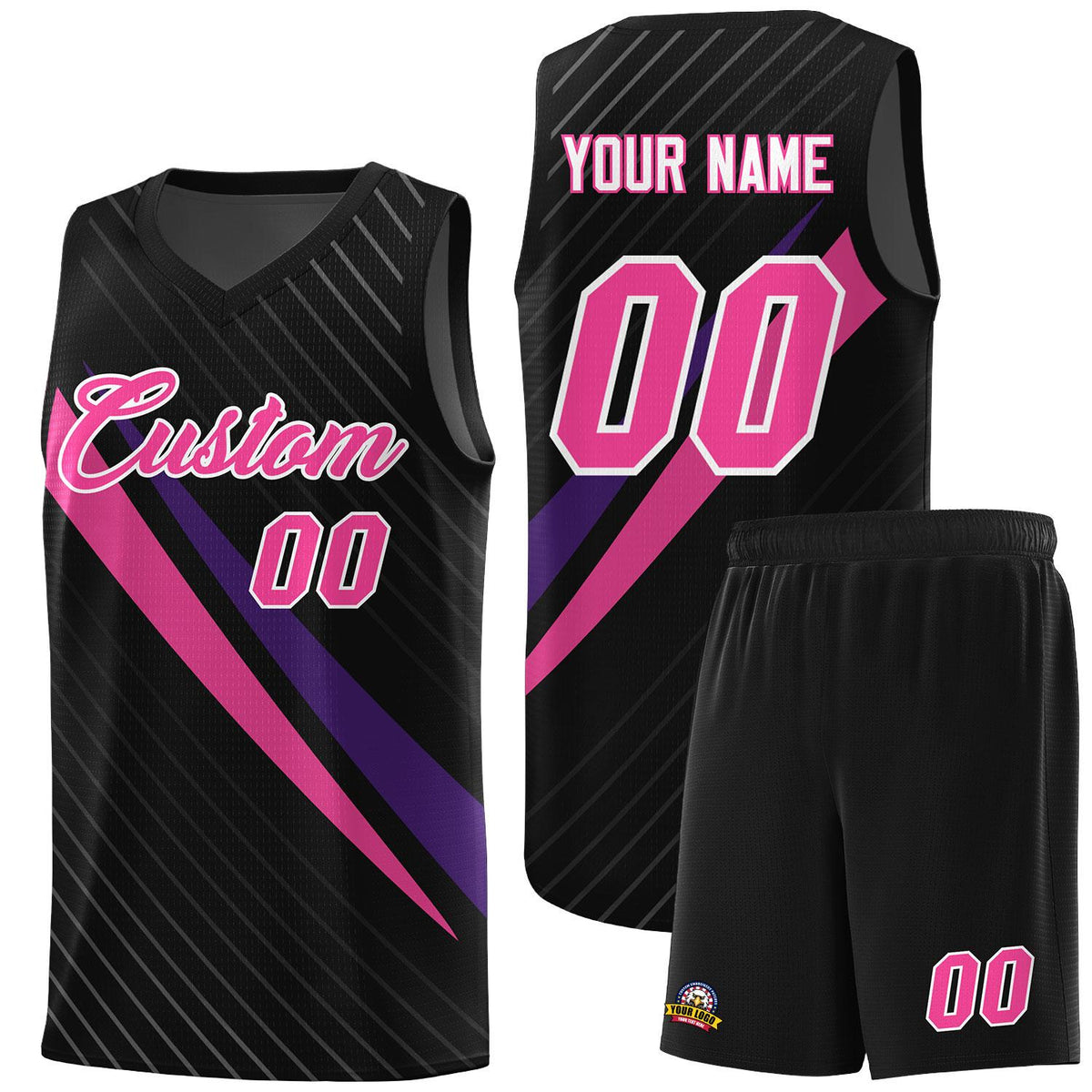 Custom Black Diagonal Pinstripe Pattern Color Block Sports Uniform Basketball Jersey|KXKSHOP