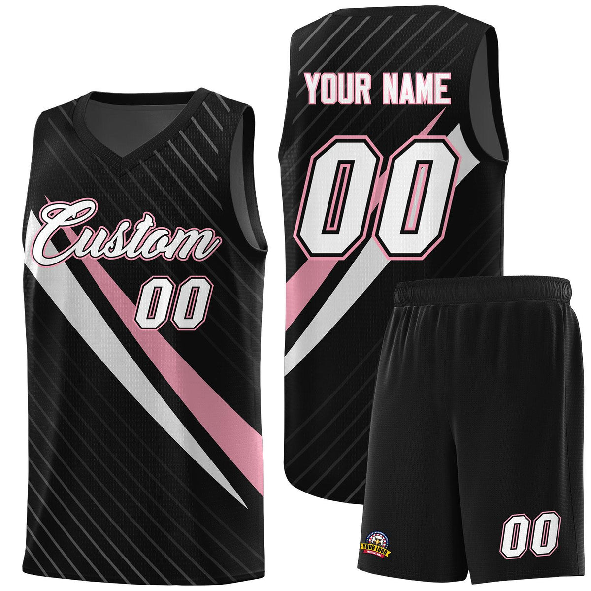 Custom Black Diagonal Pinstripe Pattern Color Block Sports Uniform Basketball Jersey|KXKSHOP