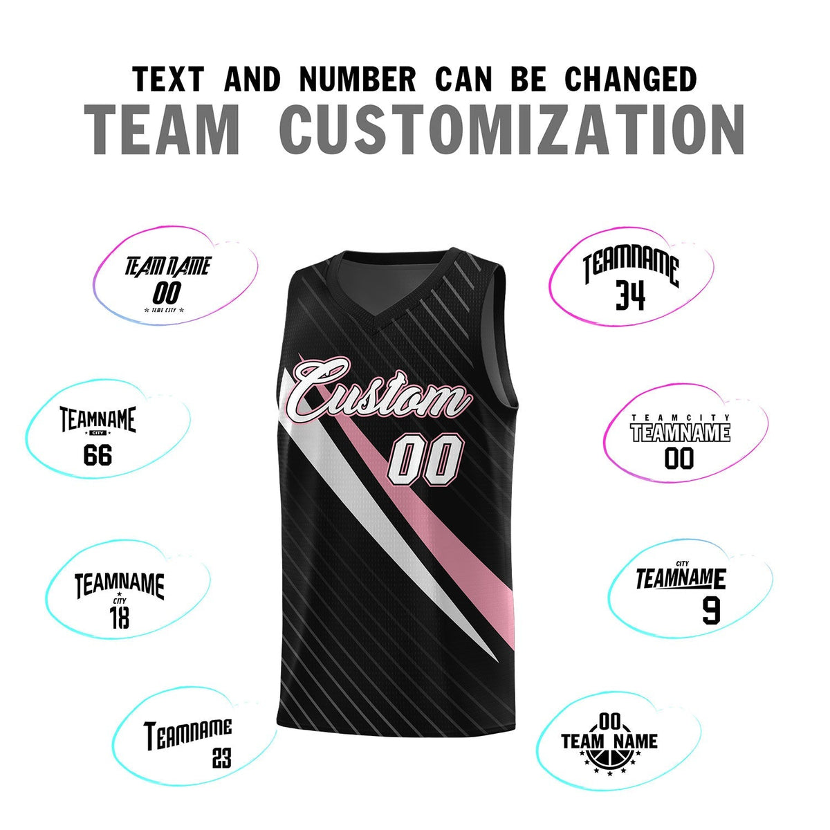 Custom Black Diagonal Pinstripe Pattern Color Block Sports Uniform Basketball Jersey|KXKSHOP