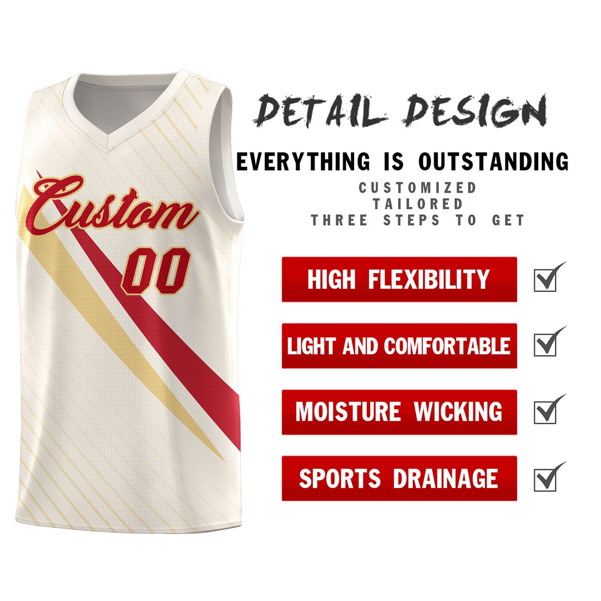 Custom Cream Diagonal Pinstripe Pattern Color Block Sports Uniform Basketball Jersey|KXKSHOP