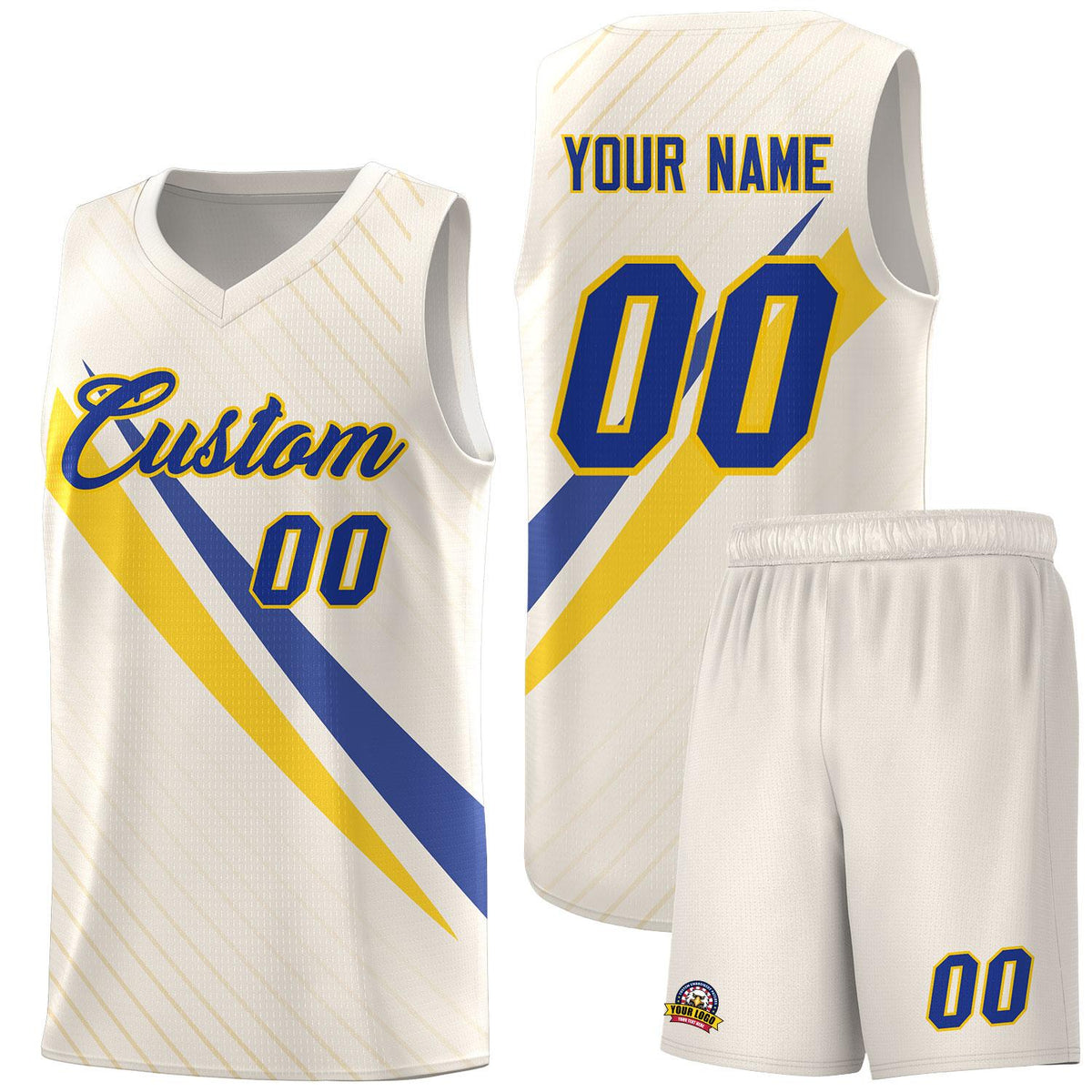 Custom Cream Diagonal Pinstripe Pattern Color Block Sports Uniform Basketball Jersey|KXKSHOP