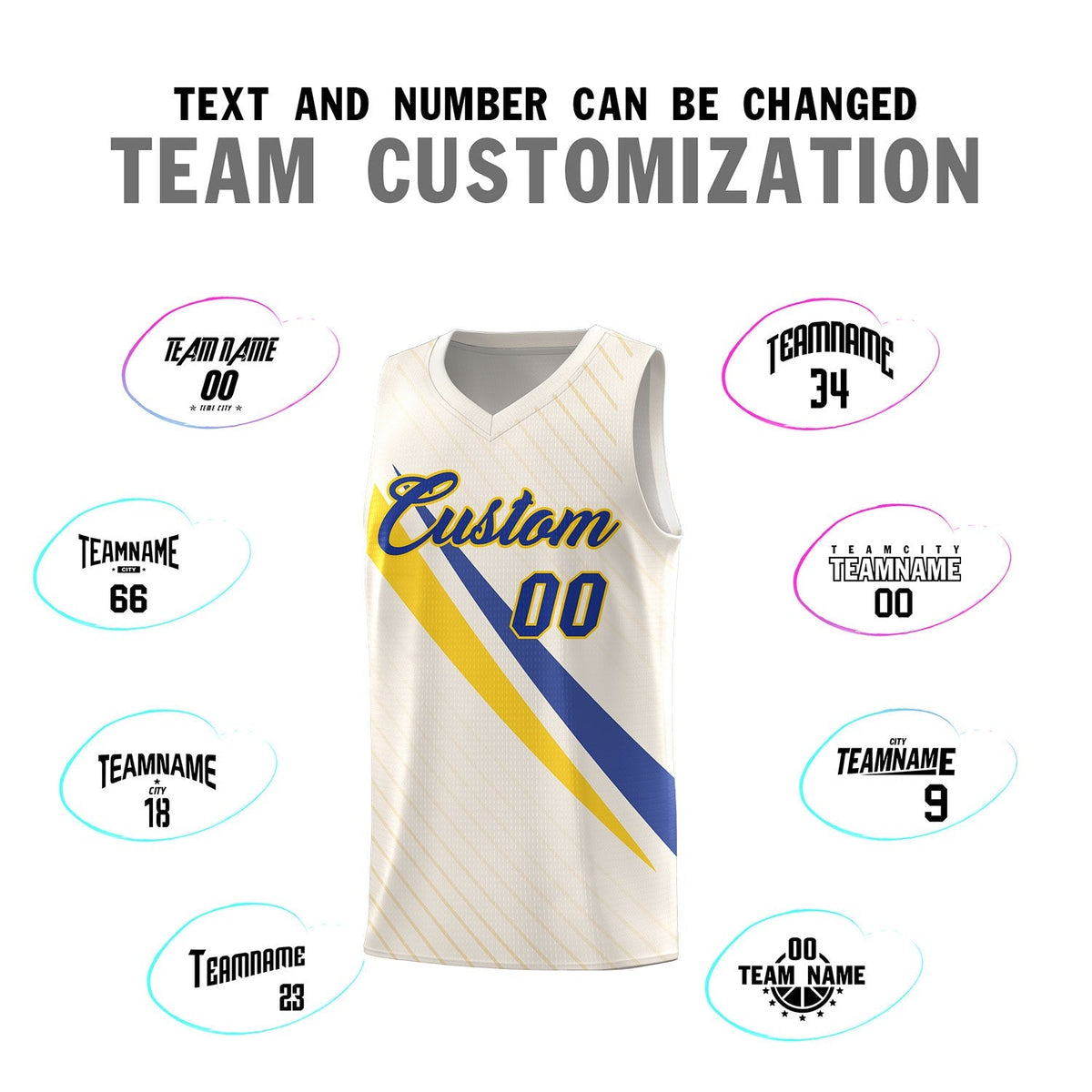 Custom Cream Diagonal Pinstripe Pattern Color Block Sports Uniform Basketball Jersey|KXKSHOP