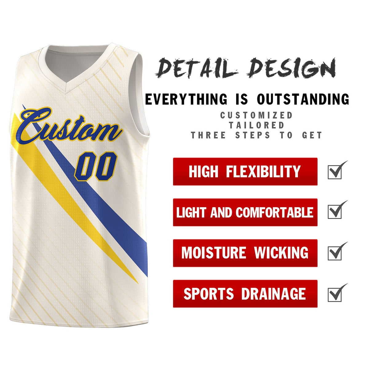 Custom Cream Diagonal Pinstripe Pattern Color Block Sports Uniform Basketball Jersey|KXKSHOP