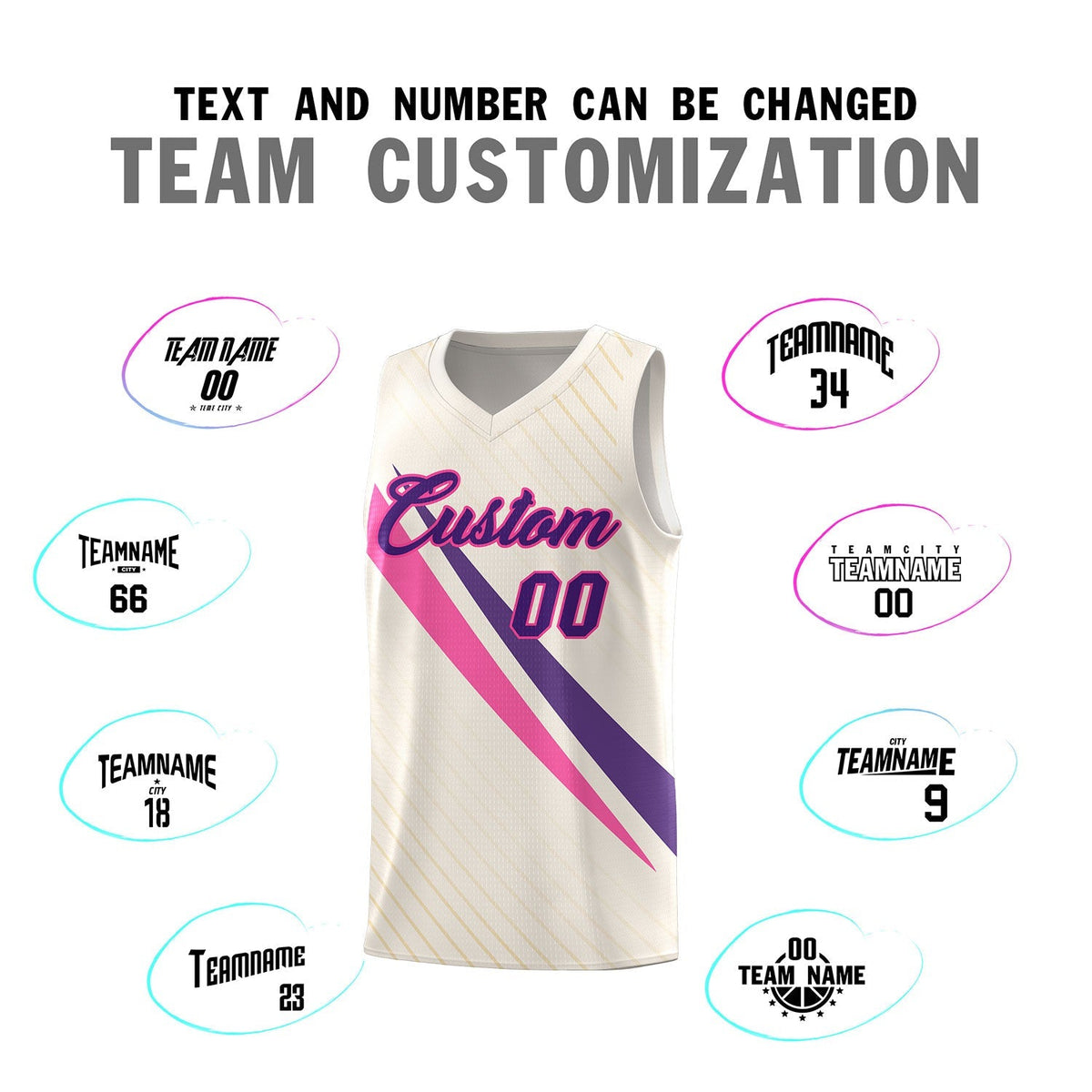 Custom Cream Diagonal Pinstripe Pattern Color Block Sports Uniform Basketball Jersey|KXKSHOP