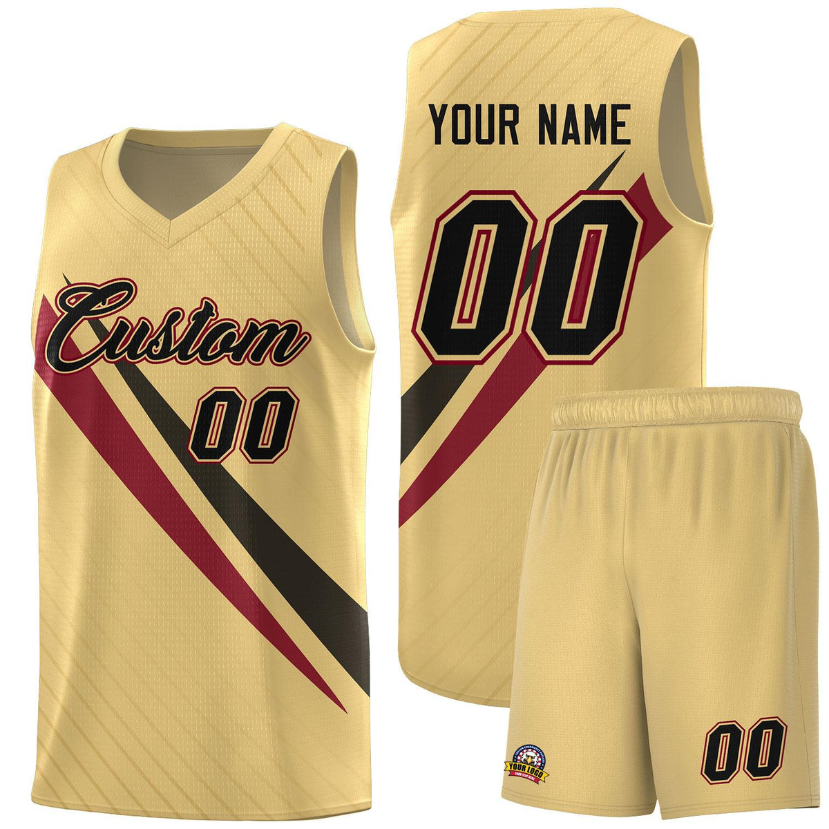 Custom Khaki Diagonal Pinstripe Pattern Color Block Sports Uniform Basketball Jersey|KXKSHOP