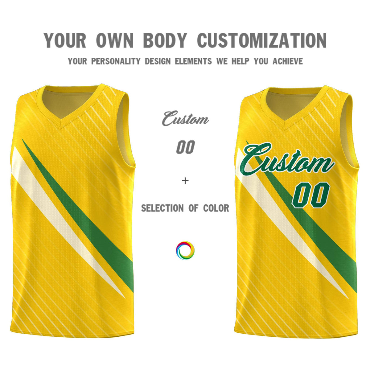 Custom Gold Diagonal Pinstripe Pattern Color Block Sports Uniform Basketball Jersey|KXKSHOP
