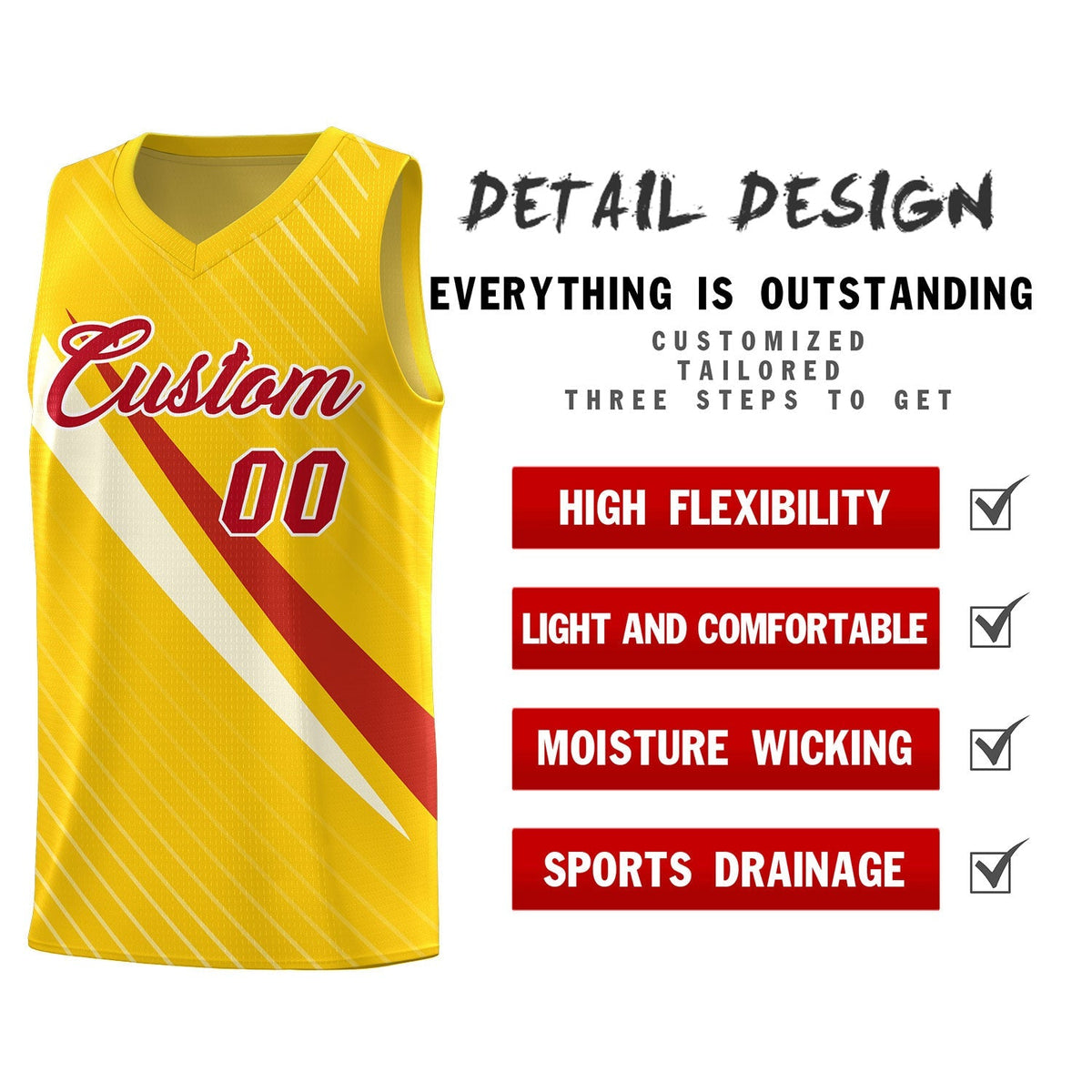 Custom Gold Diagonal Pinstripe Pattern Color Block Sports Uniform Basketball Jersey|KXKSHOP