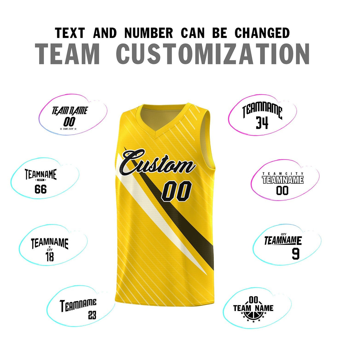 Custom Gold Diagonal Pinstripe Pattern Color Block Sports Uniform Basketball Jersey|KXKSHOP