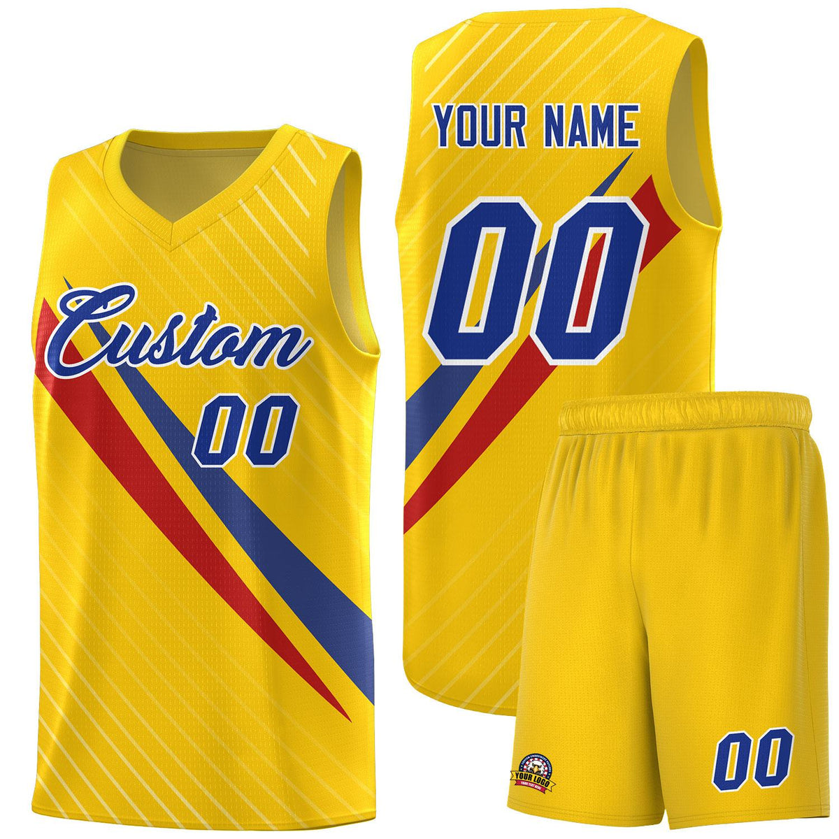 Custom Gold Diagonal Pinstripe Pattern Color Block Sports Uniform Basketball Jersey|KXKSHOP