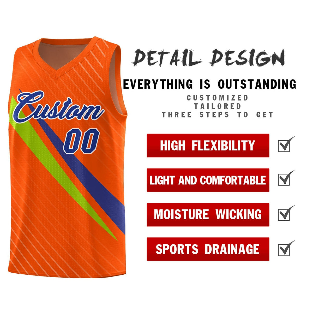 Custom Orange Diagonal Pinstripe Pattern Color Block Sports Uniform Basketball Jersey|KXKSHOP