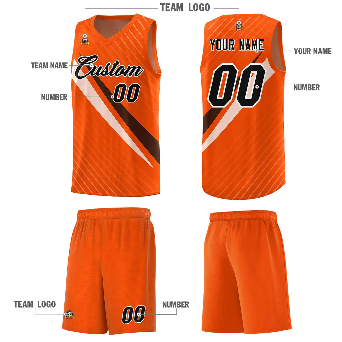 Custom Orange Diagonal Pinstripe Pattern Color Block Sports Uniform Basketball Jersey|KXKSHOP