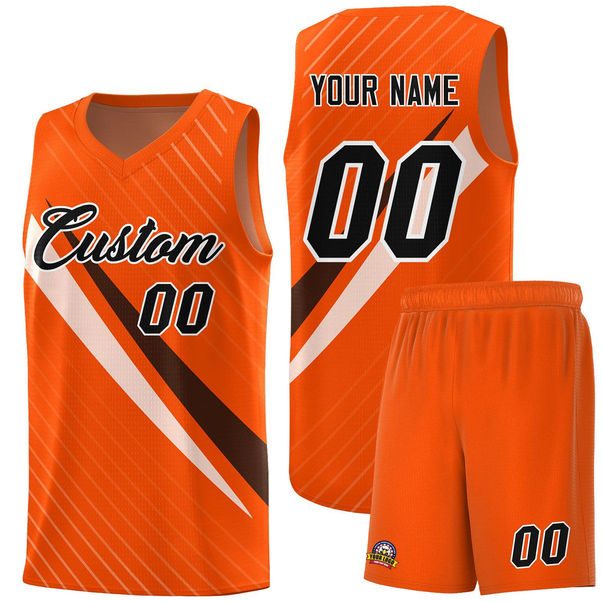 Custom Orange Diagonal Pinstripe Pattern Color Block Sports Uniform Basketball Jersey|KXKSHOP