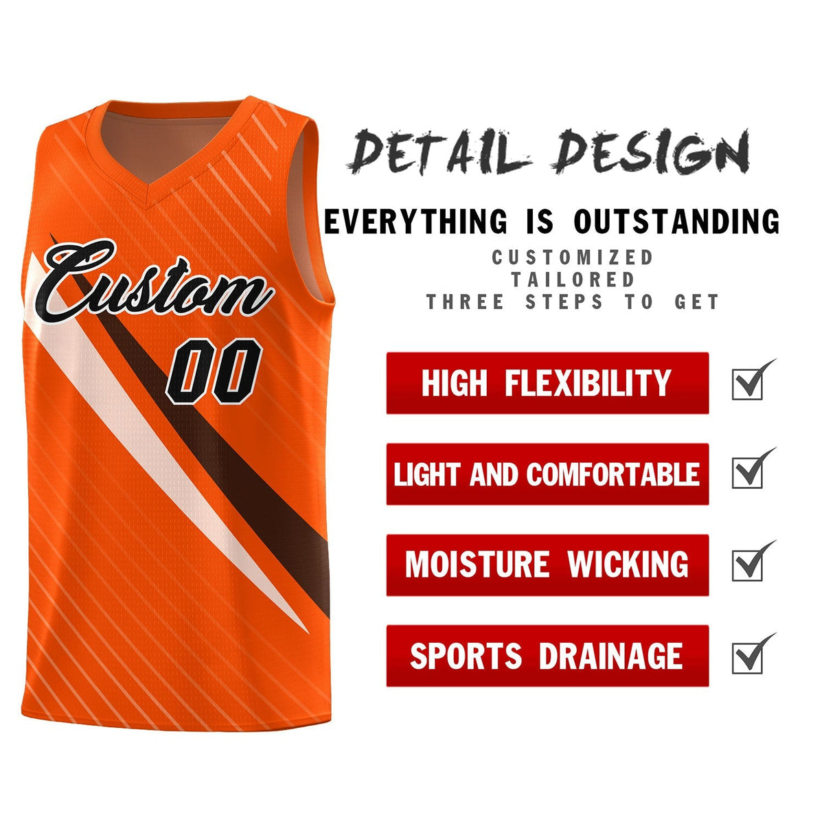Custom Orange Diagonal Pinstripe Pattern Color Block Sports Uniform Basketball Jersey|KXKSHOP