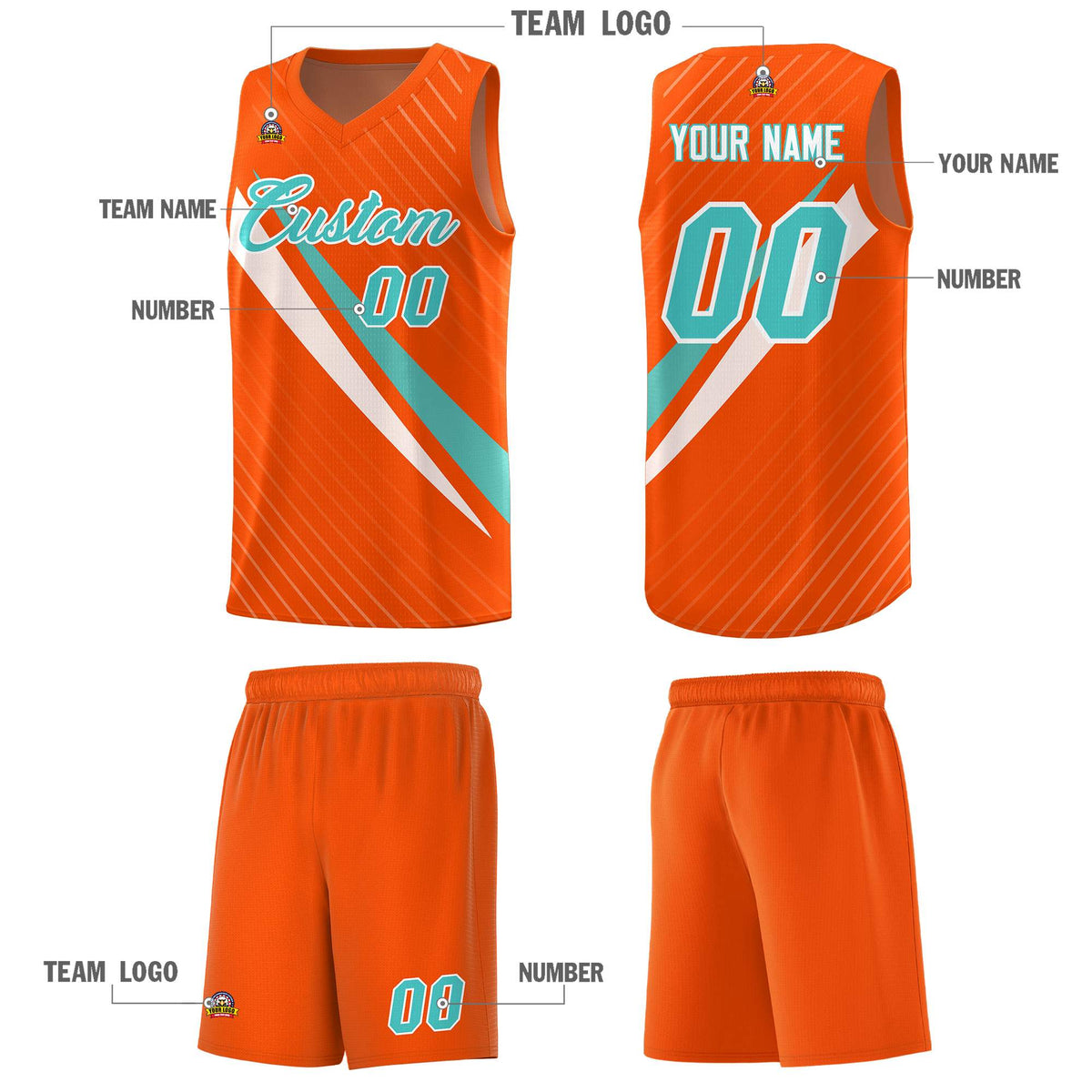 Custom Orange Diagonal Pinstripe Pattern Color Block Sports Uniform Basketball Jersey|KXKSHOP